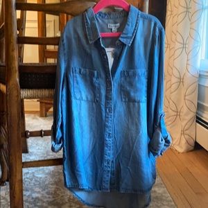 Denim girls button down long-sleeve!